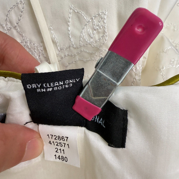 Moda International Dress Women 4 White Green Floral Empire Strapless Midi Spring - Picture 9 of 16